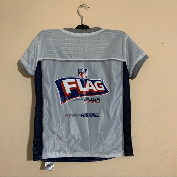 NFL Dallas Cowboys Reversible Flag Football Jersey Navy Blue/White Youth Medium - Picture 4 of 7